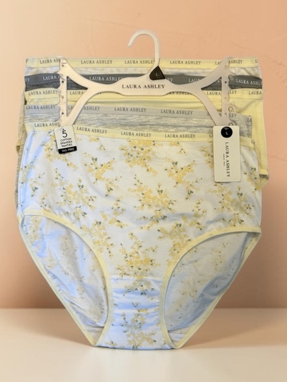 🫶🏻 5 Pair Laura Ashley Tag Free Cotton Spandex High-Waist Briefs